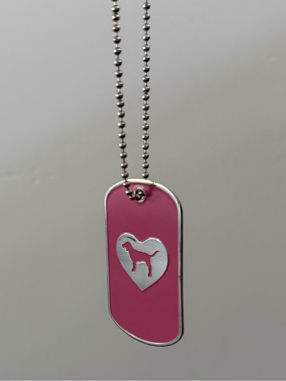 PINK Ball Chain Tag Pendant